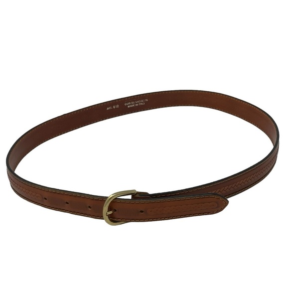 Art 012 | Cognac Leather Brass Buckle Adjustable Belt - Picture 1 of 7